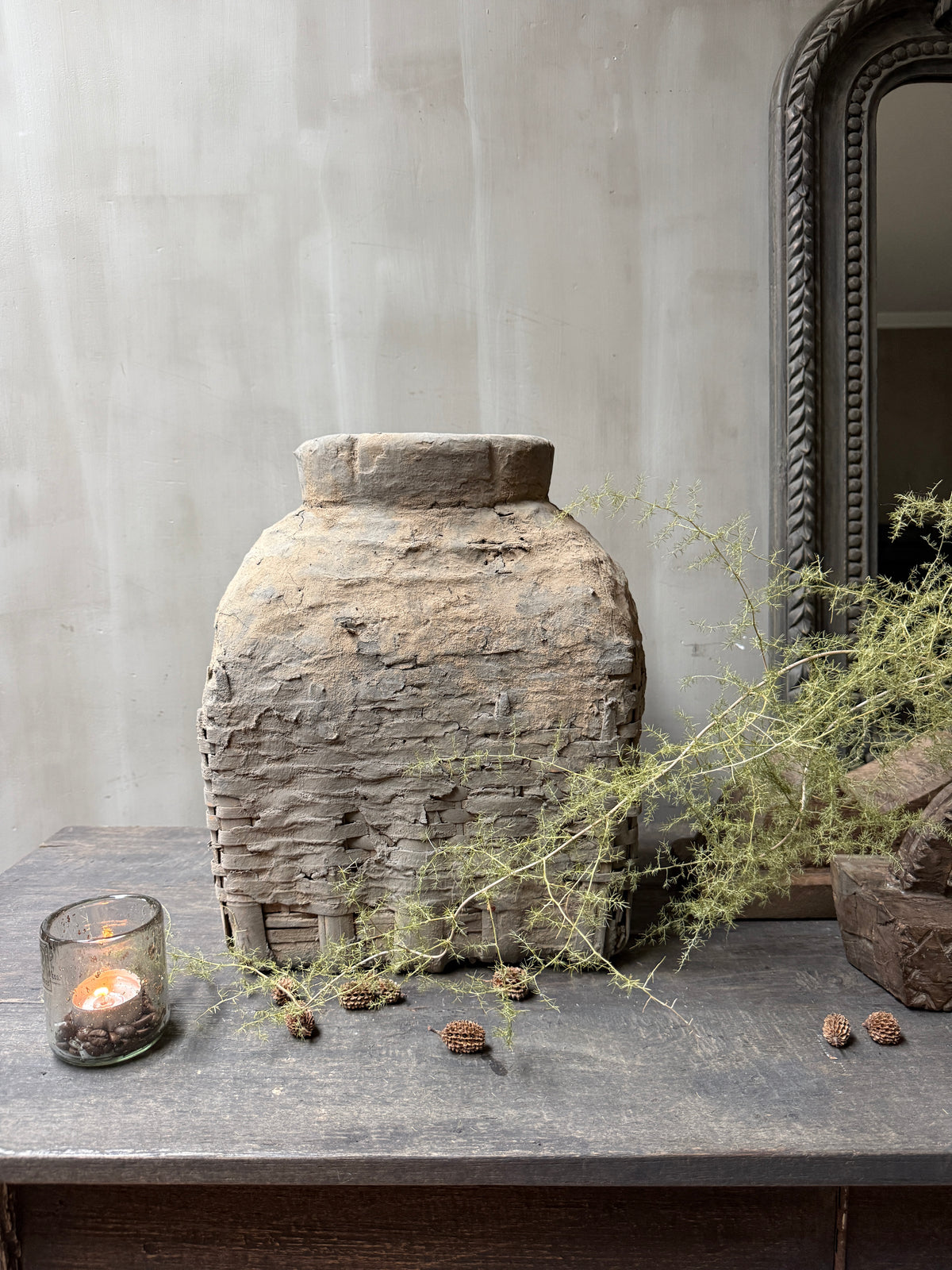 Antique clay basket xl