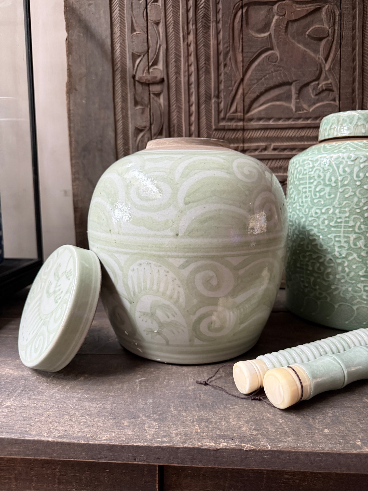 Antique Chinese ginger jar with lid