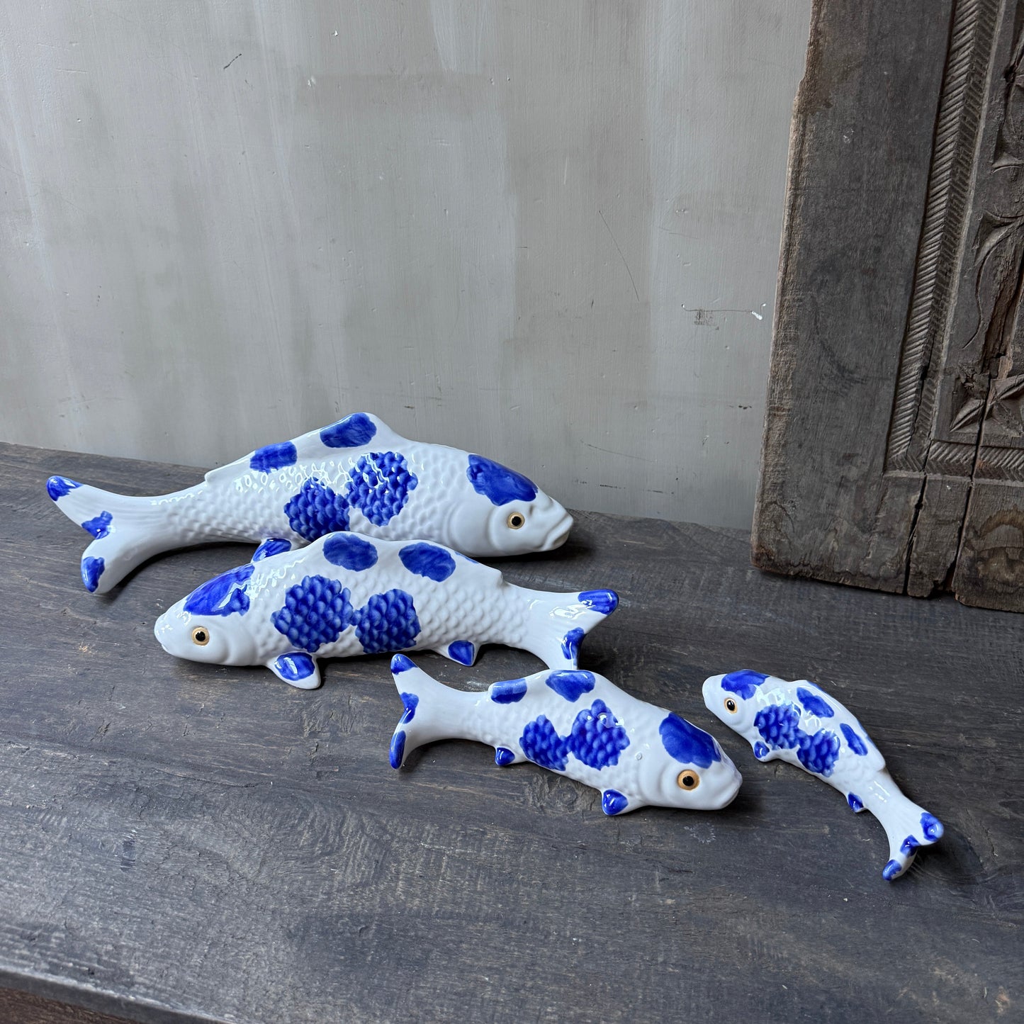 Fisch weiß-blau Porzellan