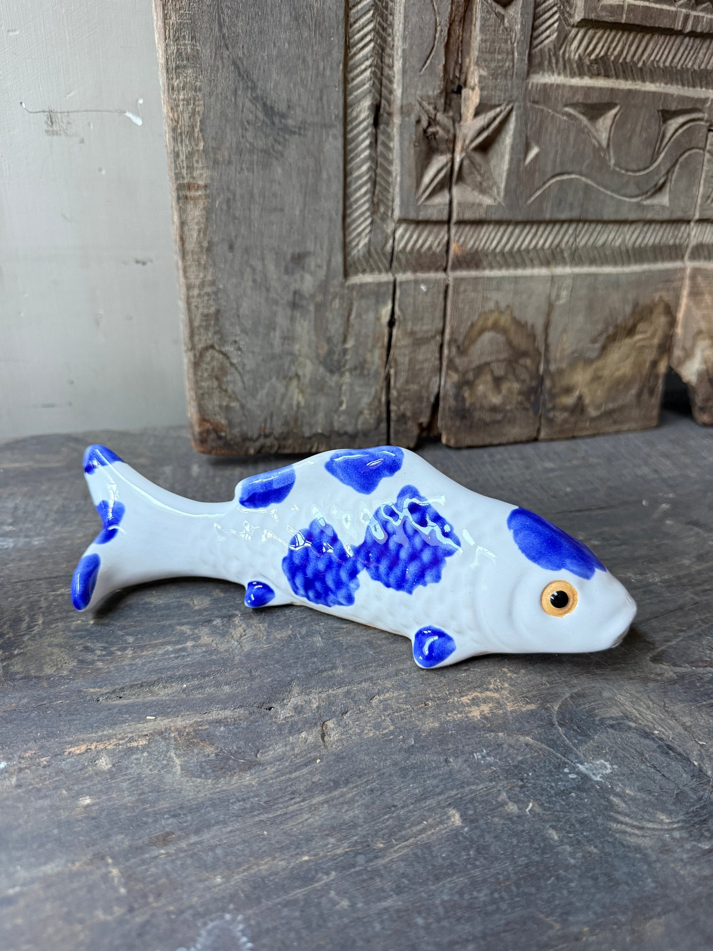 Fisch weiß-blau Porzellan