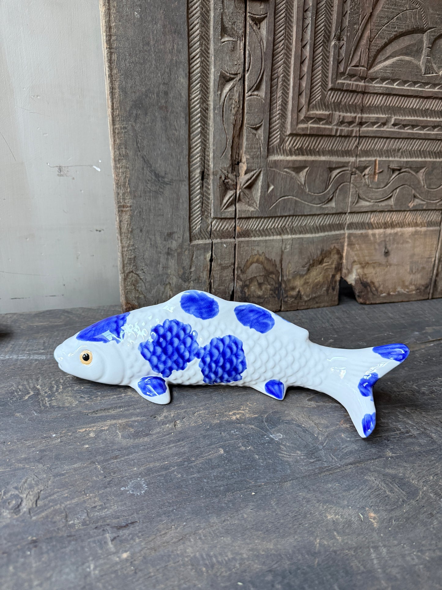Fisch weiß-blau Porzellan