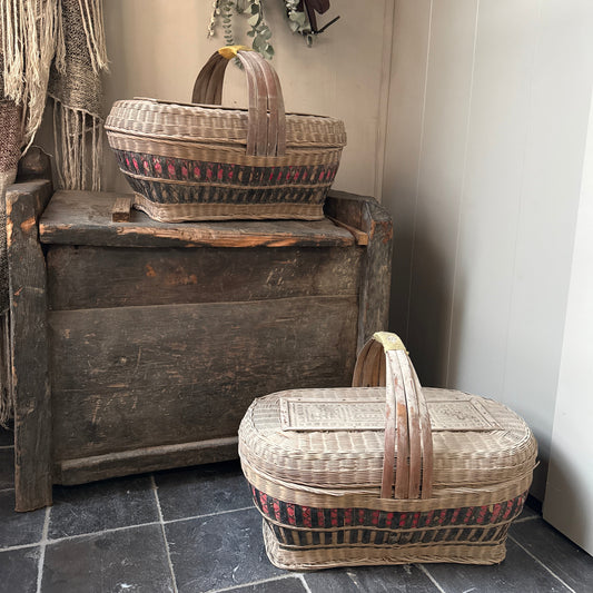 Antique oriental rice basket square