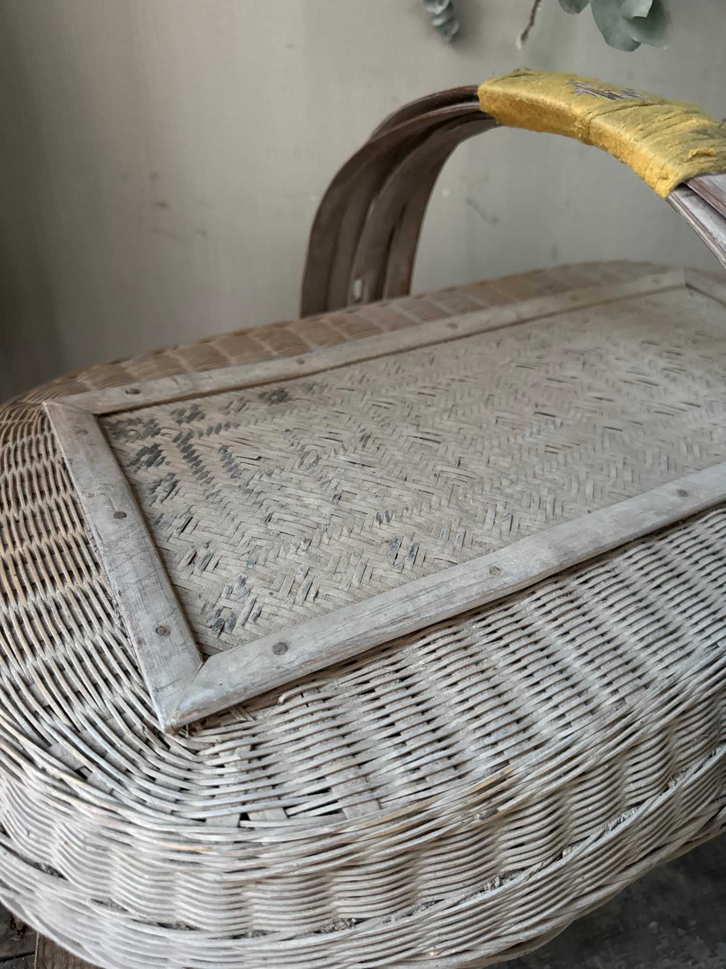 Antique oriental rice basket square