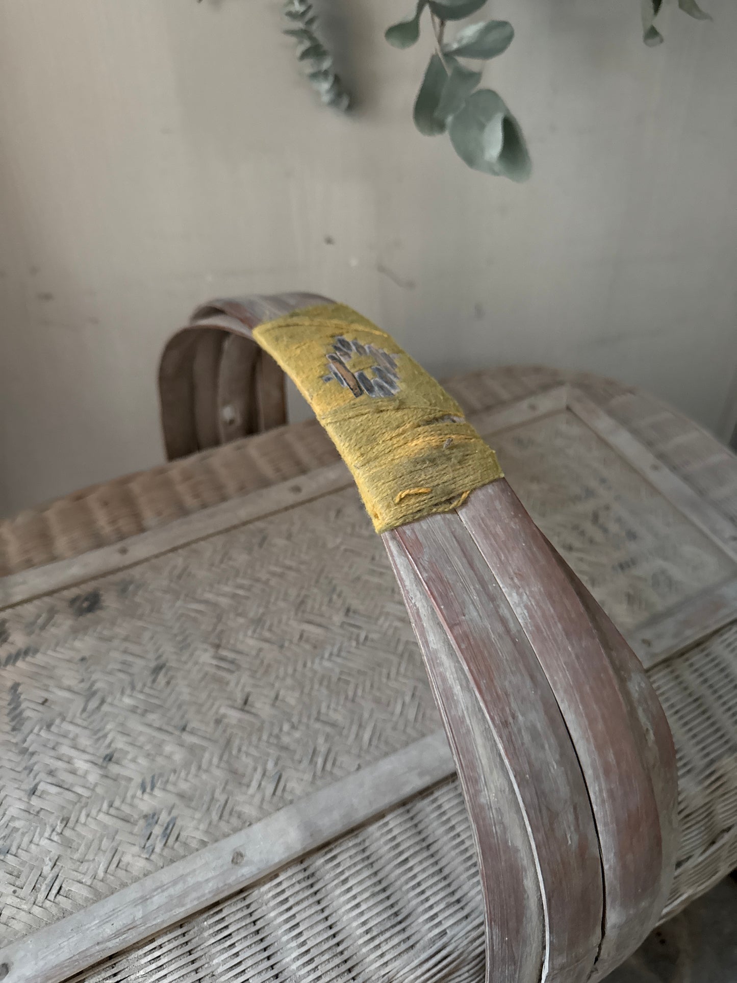 Antique oriental rice basket square