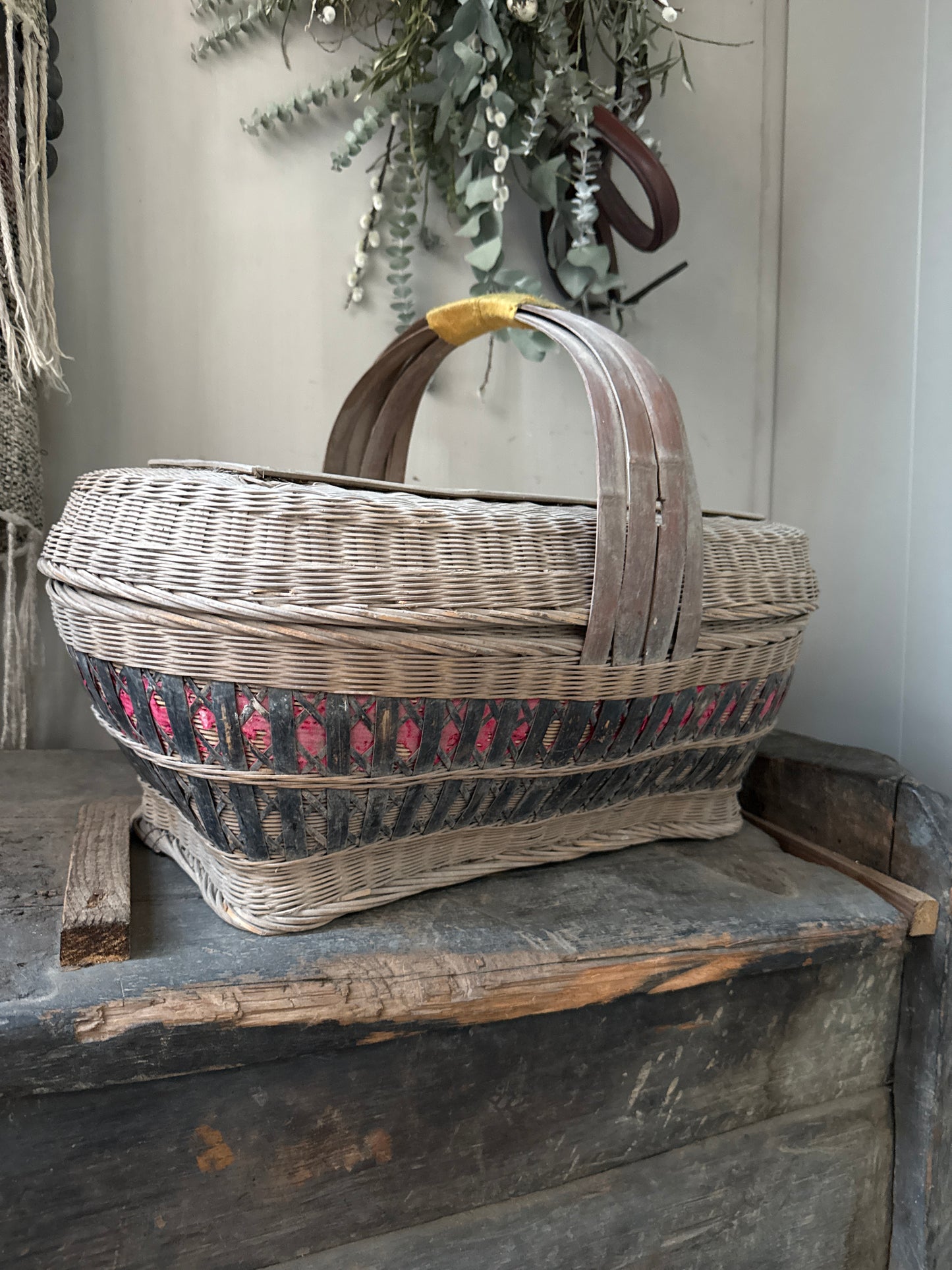 Antique oriental rice basket square