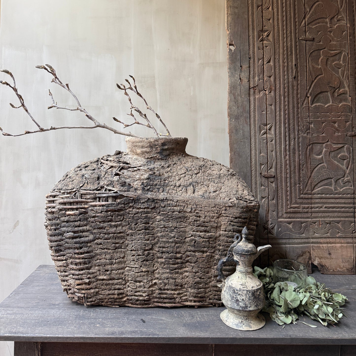 Antique clay basket xl