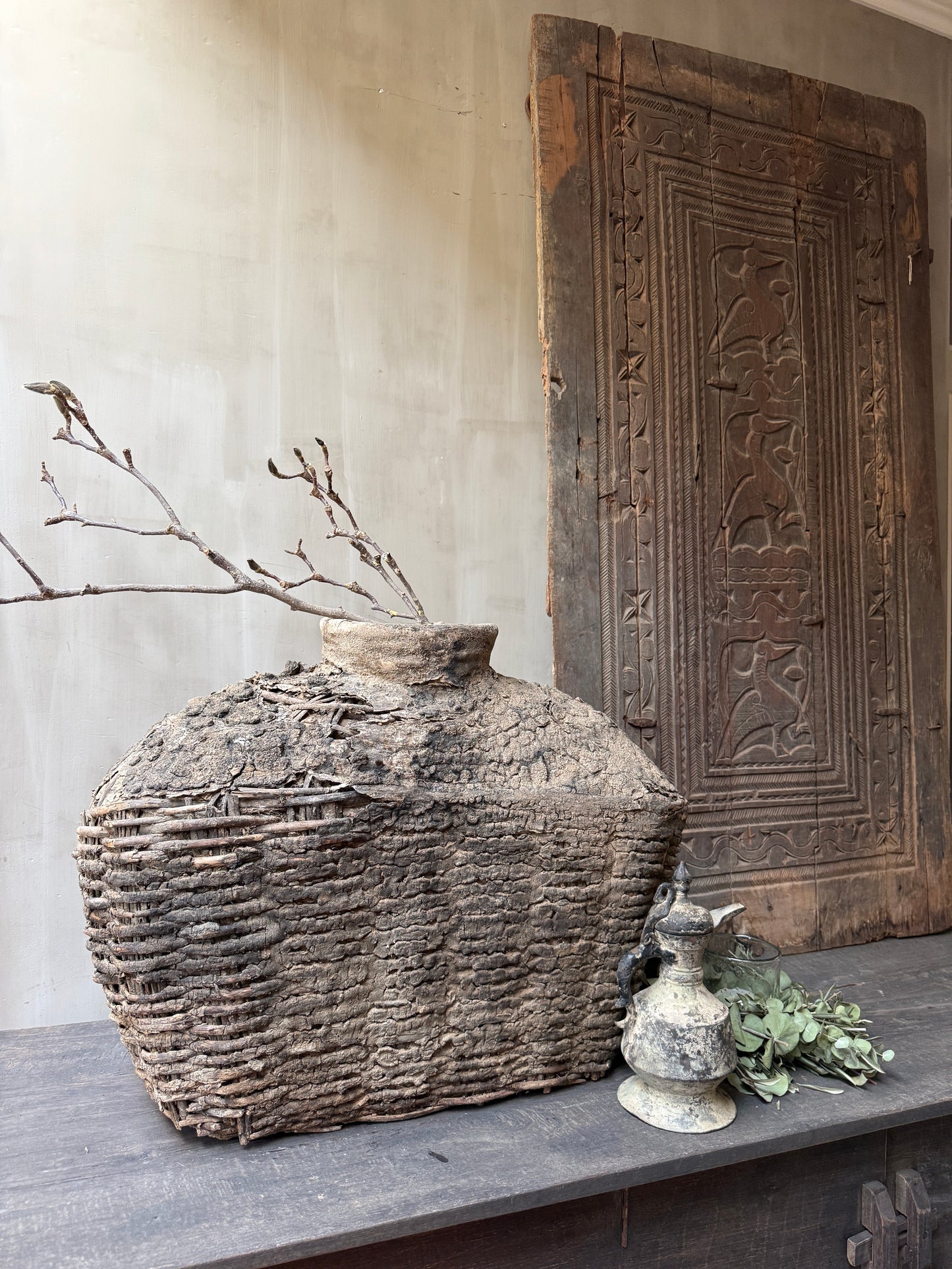 Antique clay basket xl
