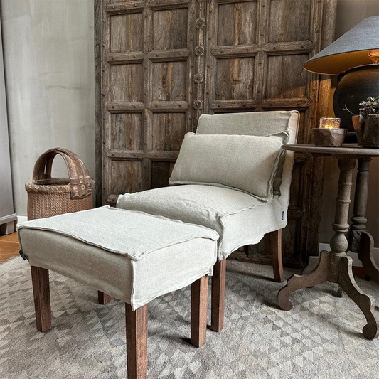 Linnen eetkamer stoel taupe