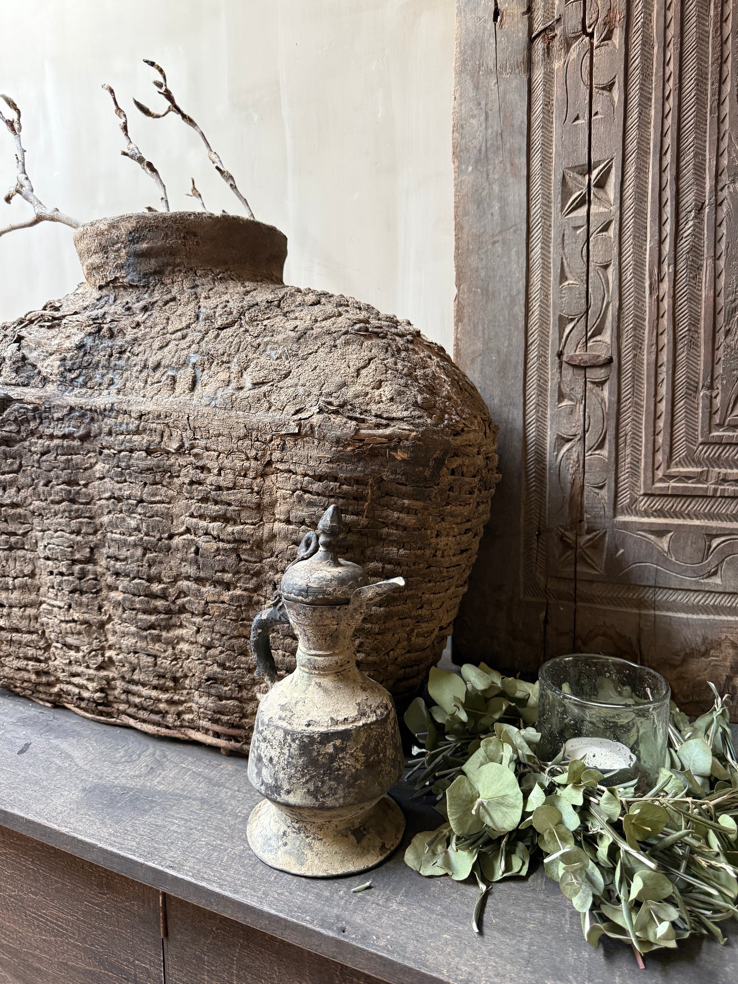 Antique clay basket xl