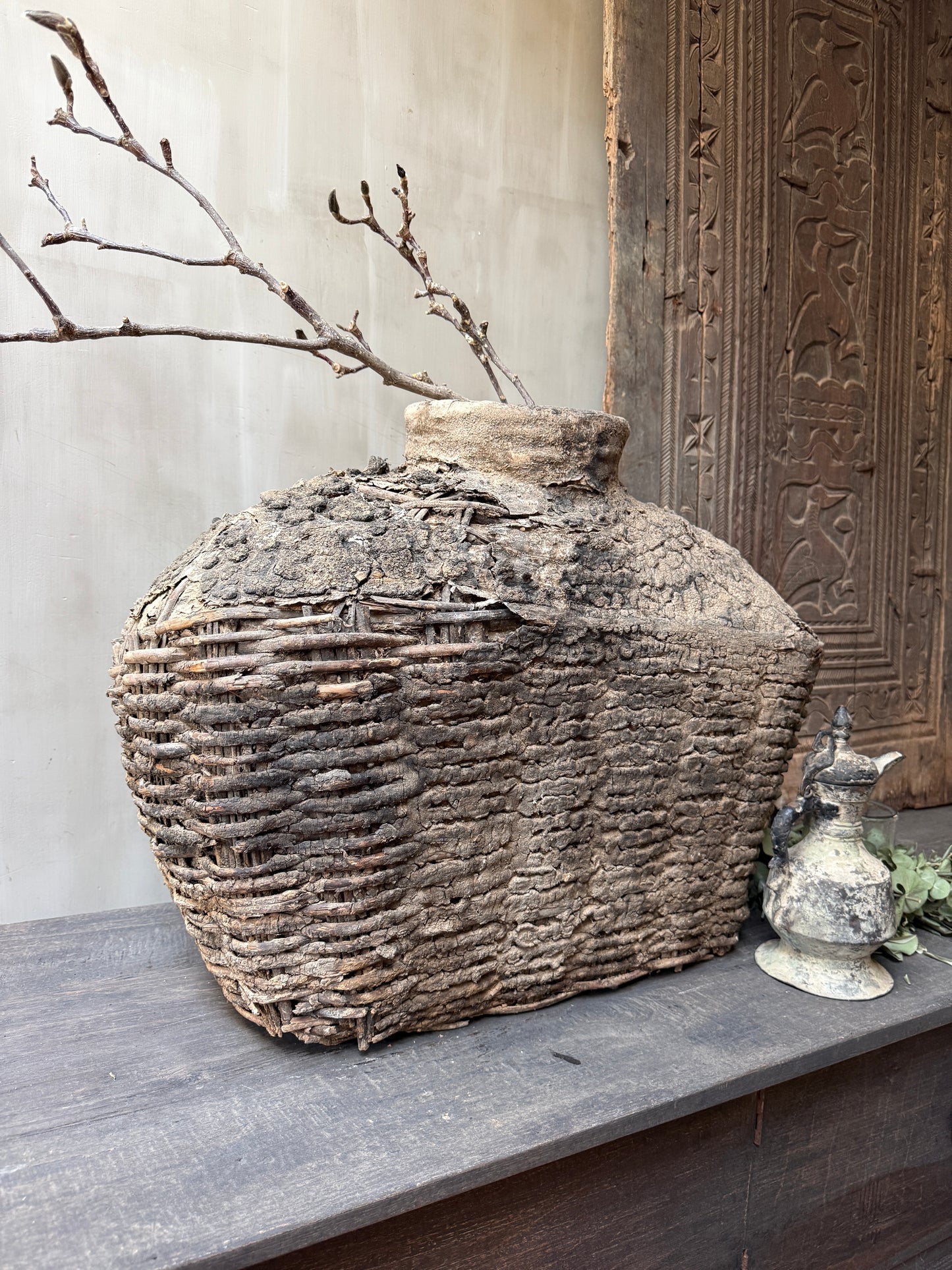 Antique clay basket xl