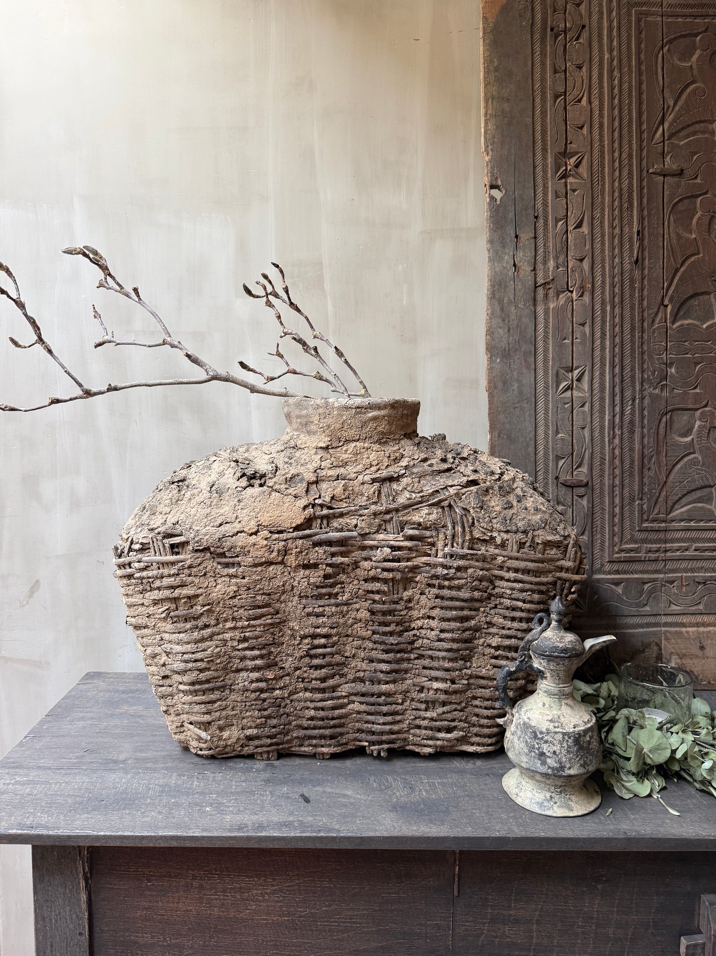 Antique clay basket xl