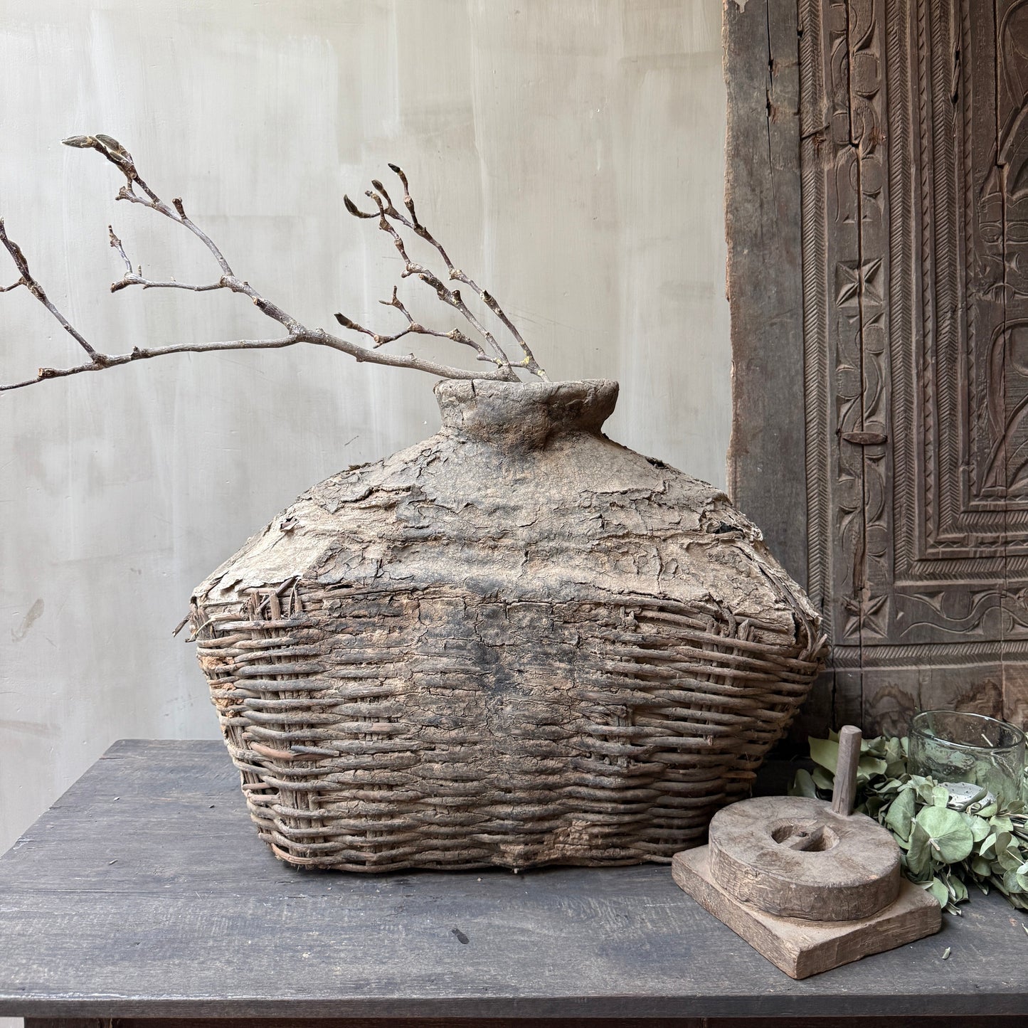 Antique clay basket xl