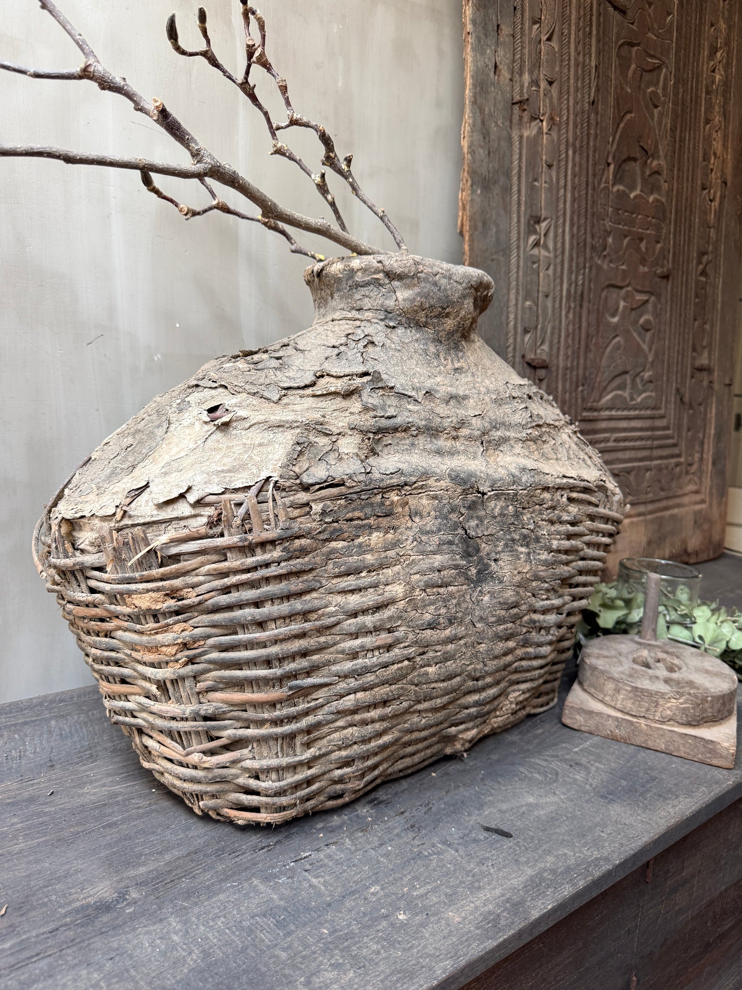Antique clay basket xl