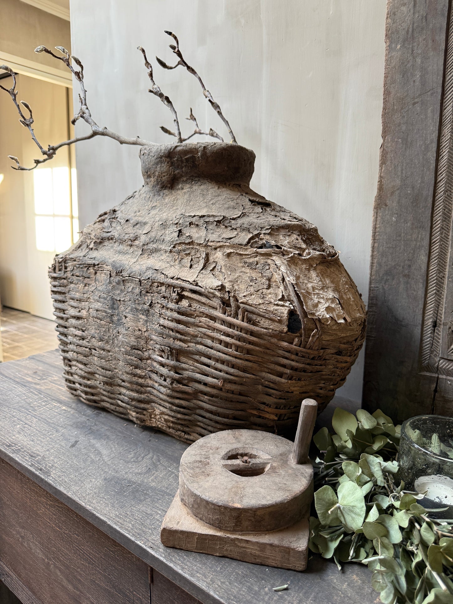 Antique clay basket xl