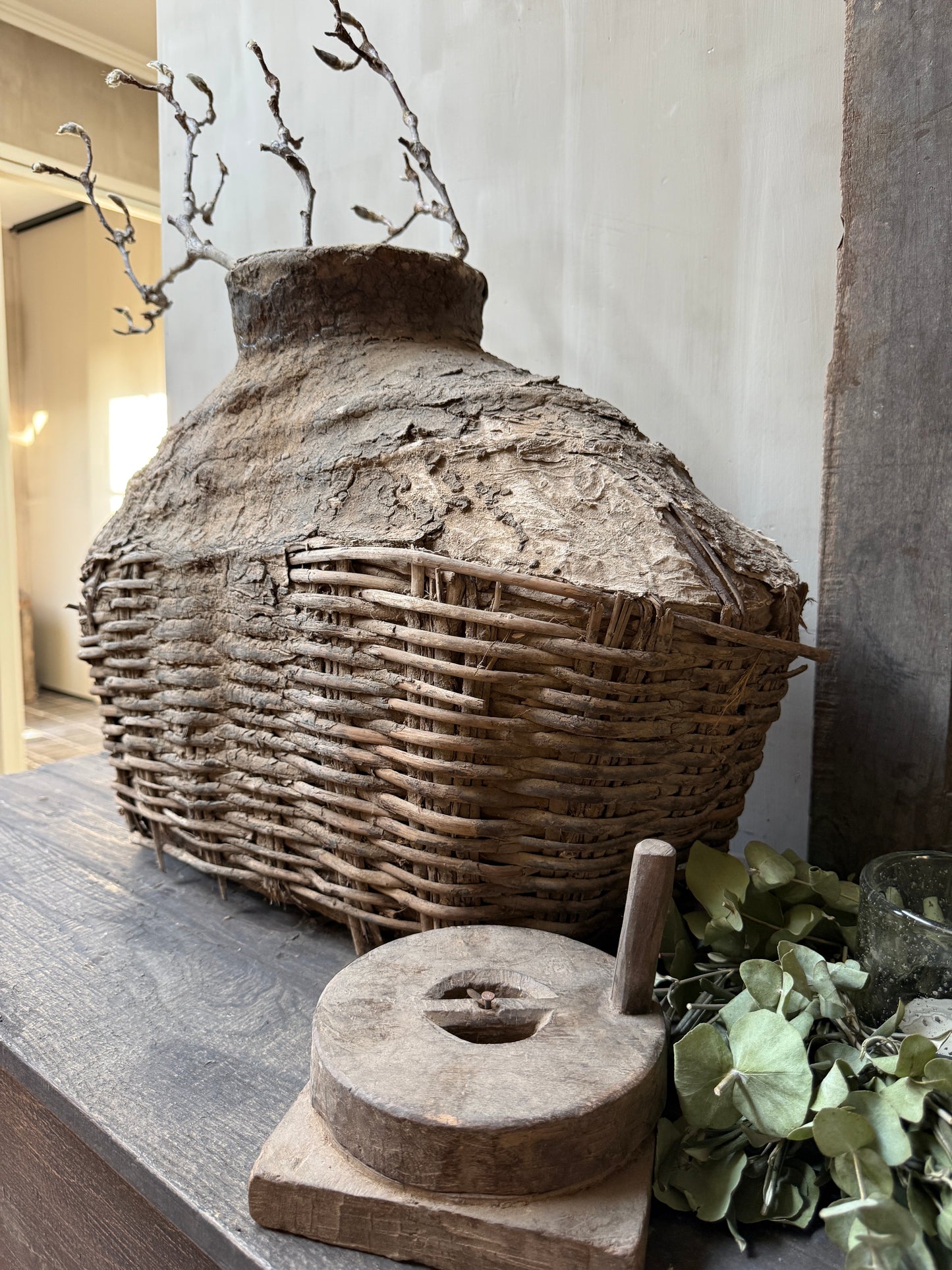Antique clay basket xl