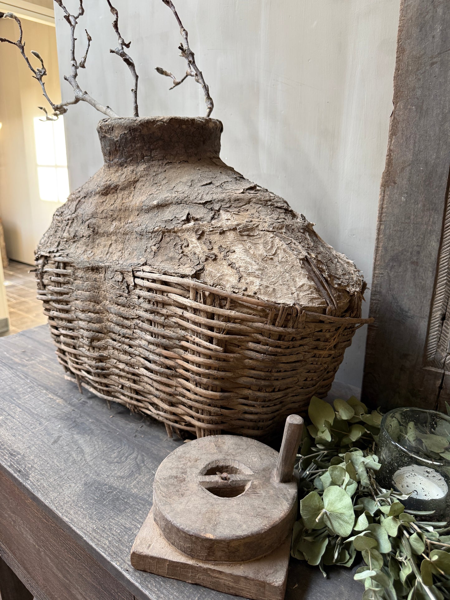 Antique clay basket xl