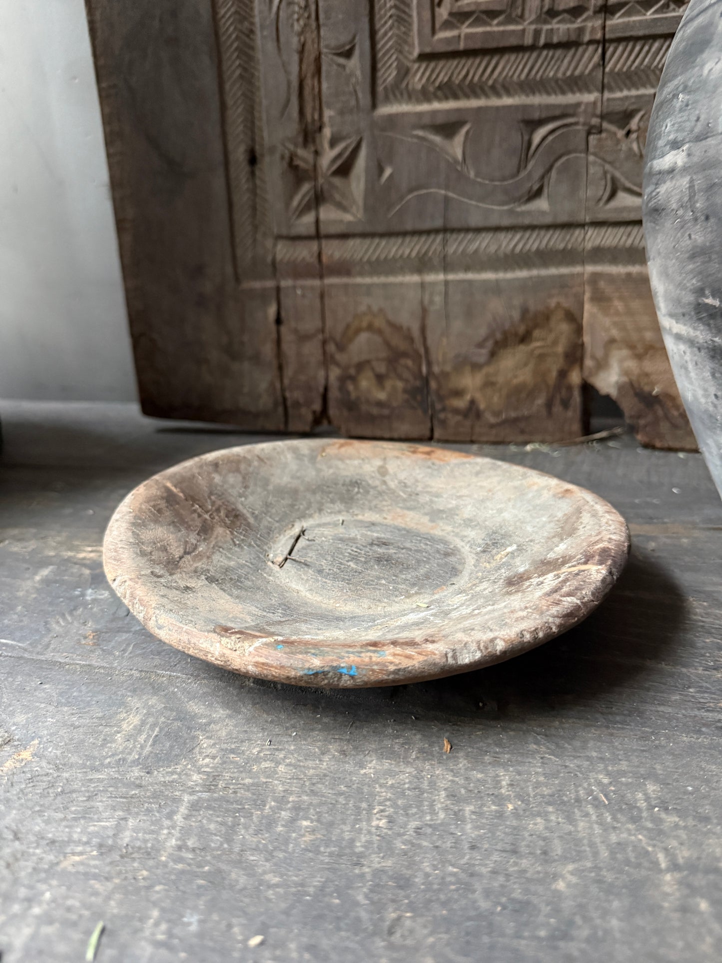 Interieur decoratie set houten schaaltje met windlicht