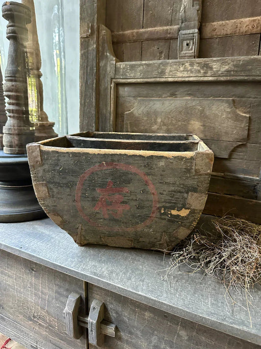 Oude houten Chinese rijstbak - My Sober Home