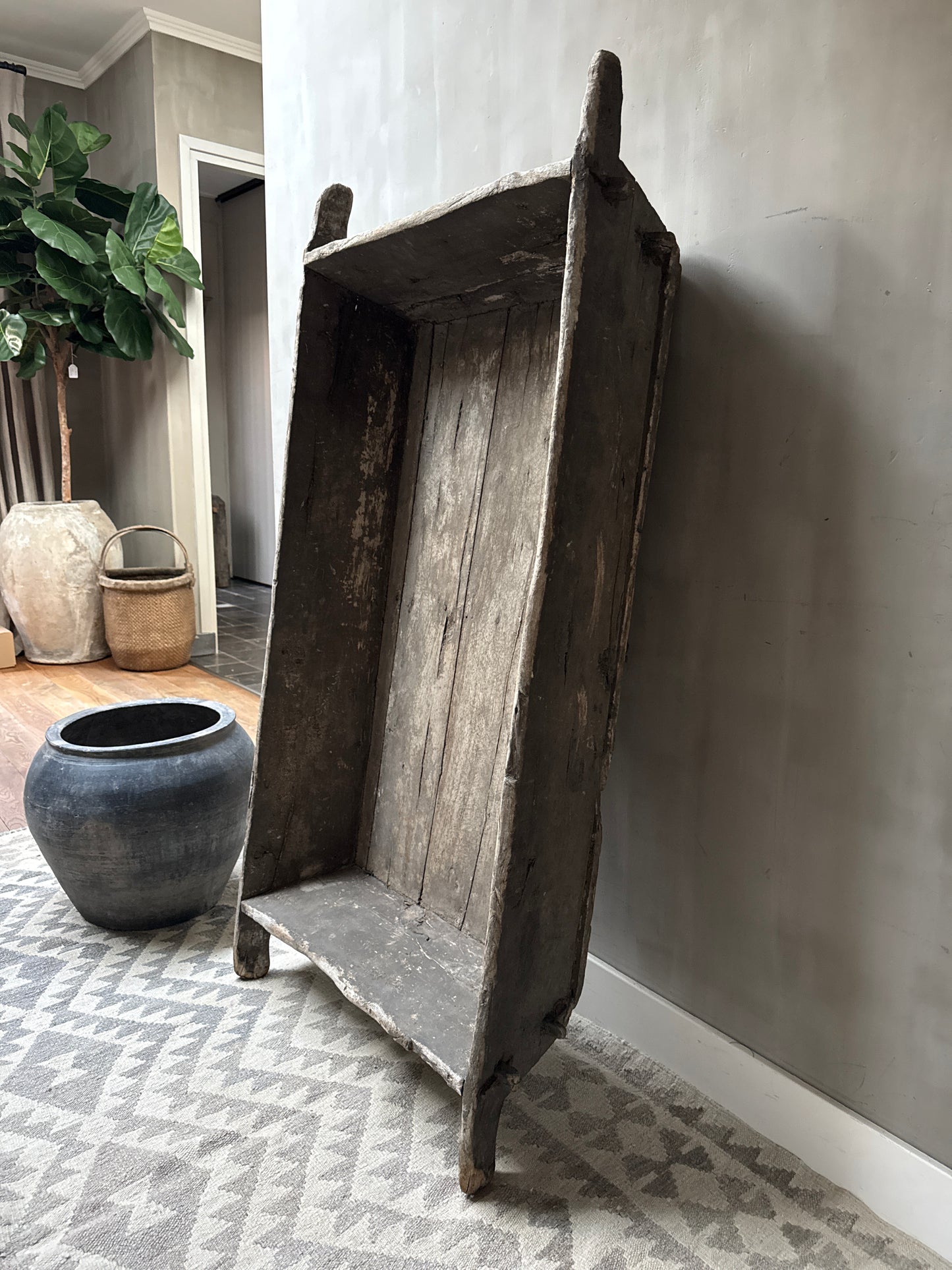 Authentieke oude houten XL trog