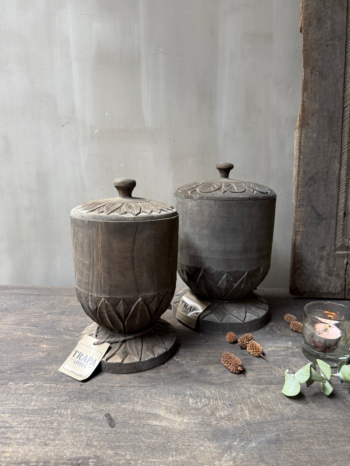 Opbergpot met deksel op voet s