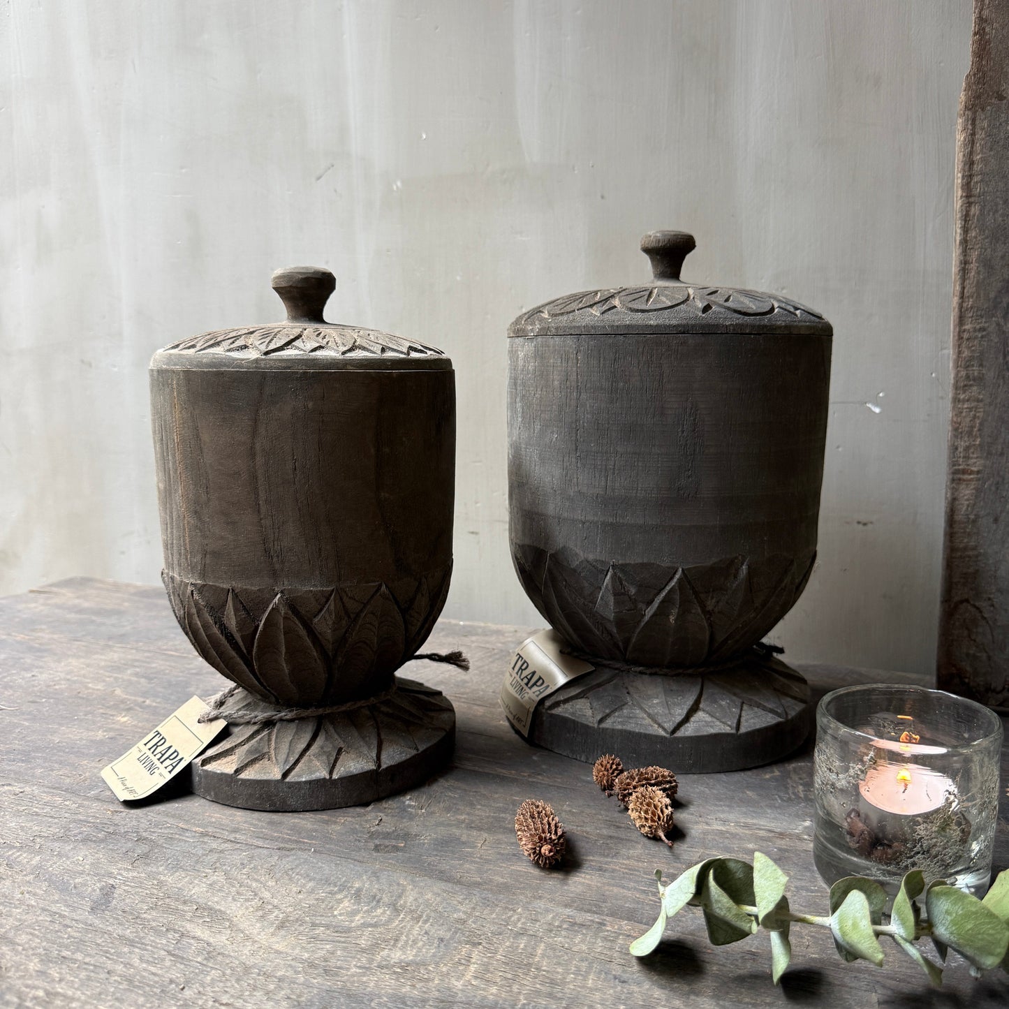 Opbergpot met deksel op voet s