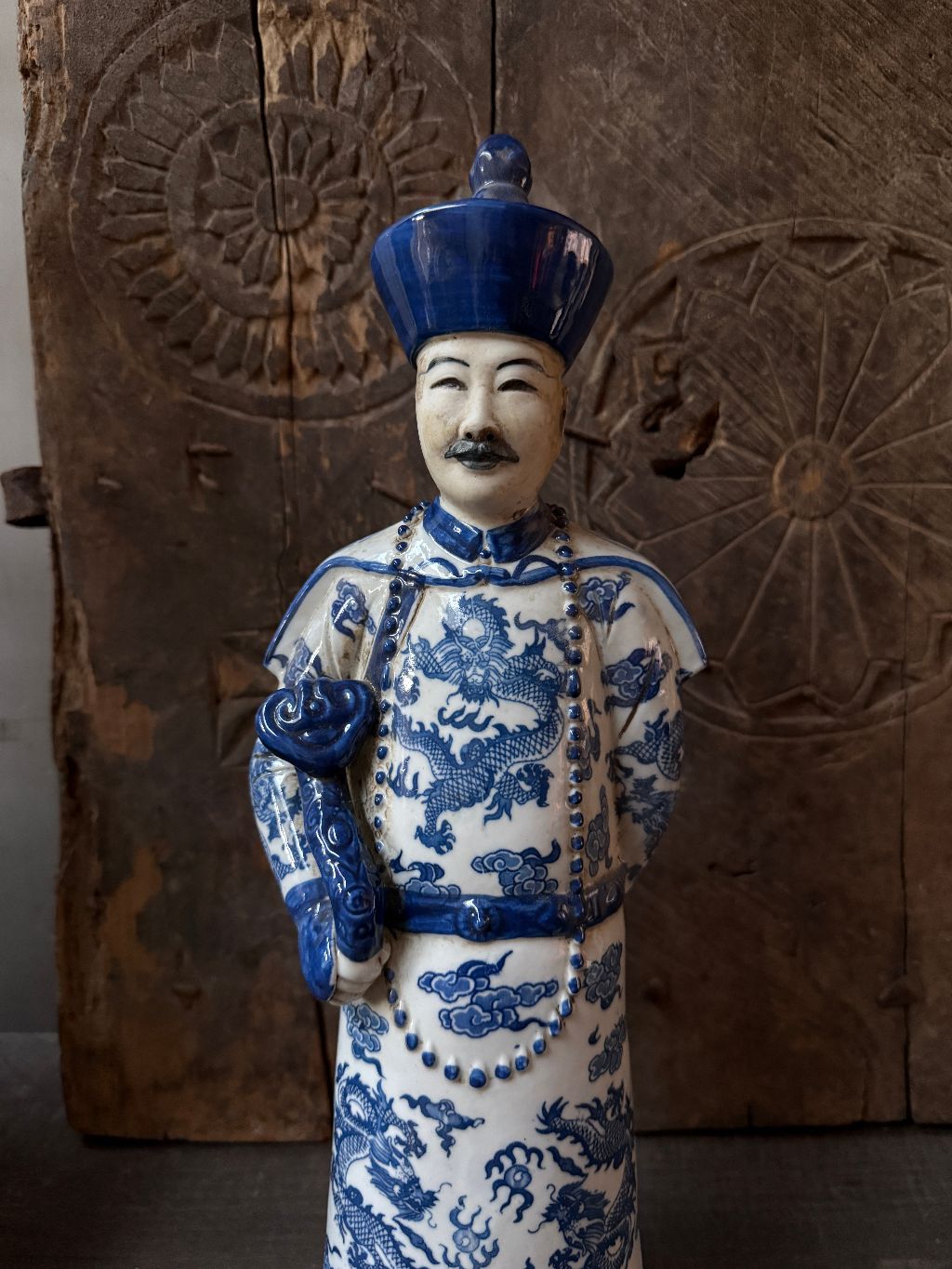 Chinese porcelain statuette of an emperor standing
