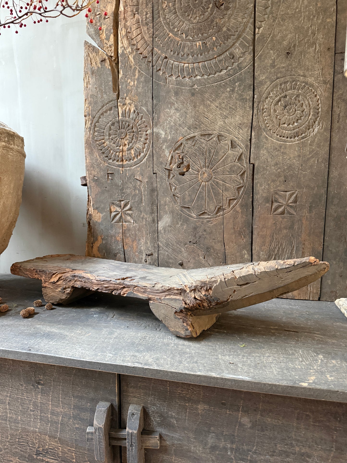 Interior decoration set Antique coconut grater bench
