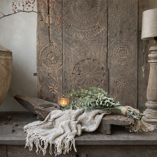 Interieur decoratie set Antieke kokosraspbank