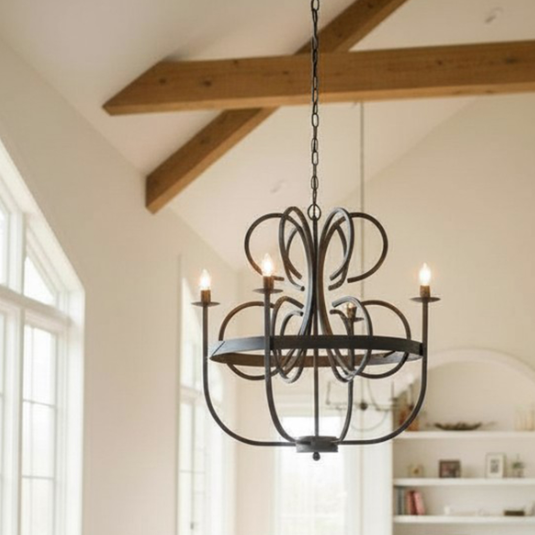 Kroonluchter zwart 4 arm