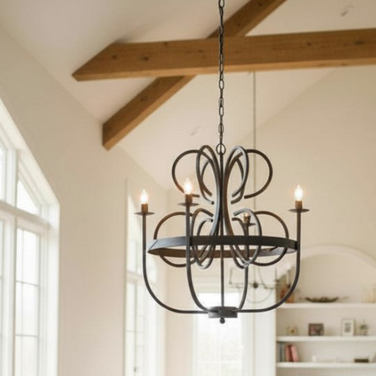 Kroonluchter zwart 4 arm