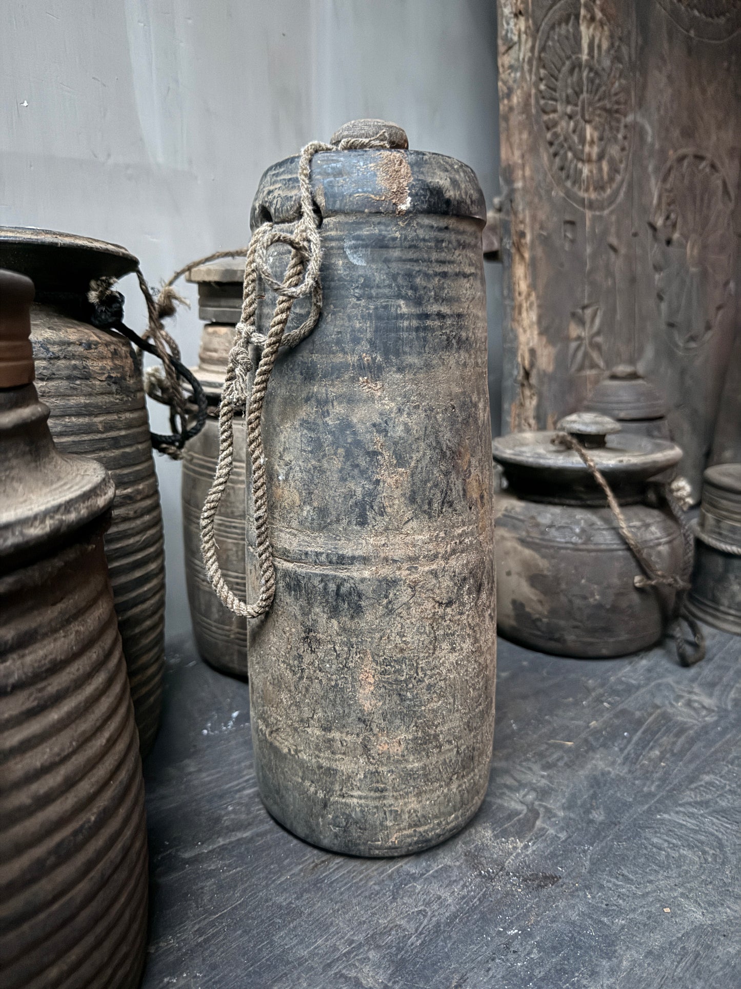 Houten kruikje met deksel