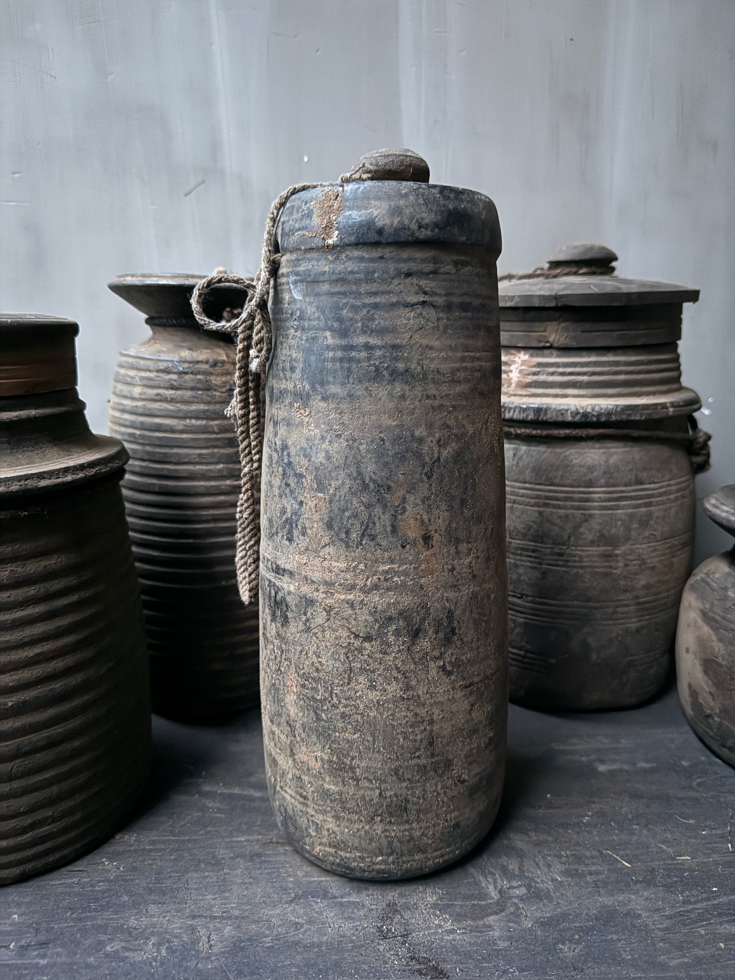 Houten kruikje met deksel