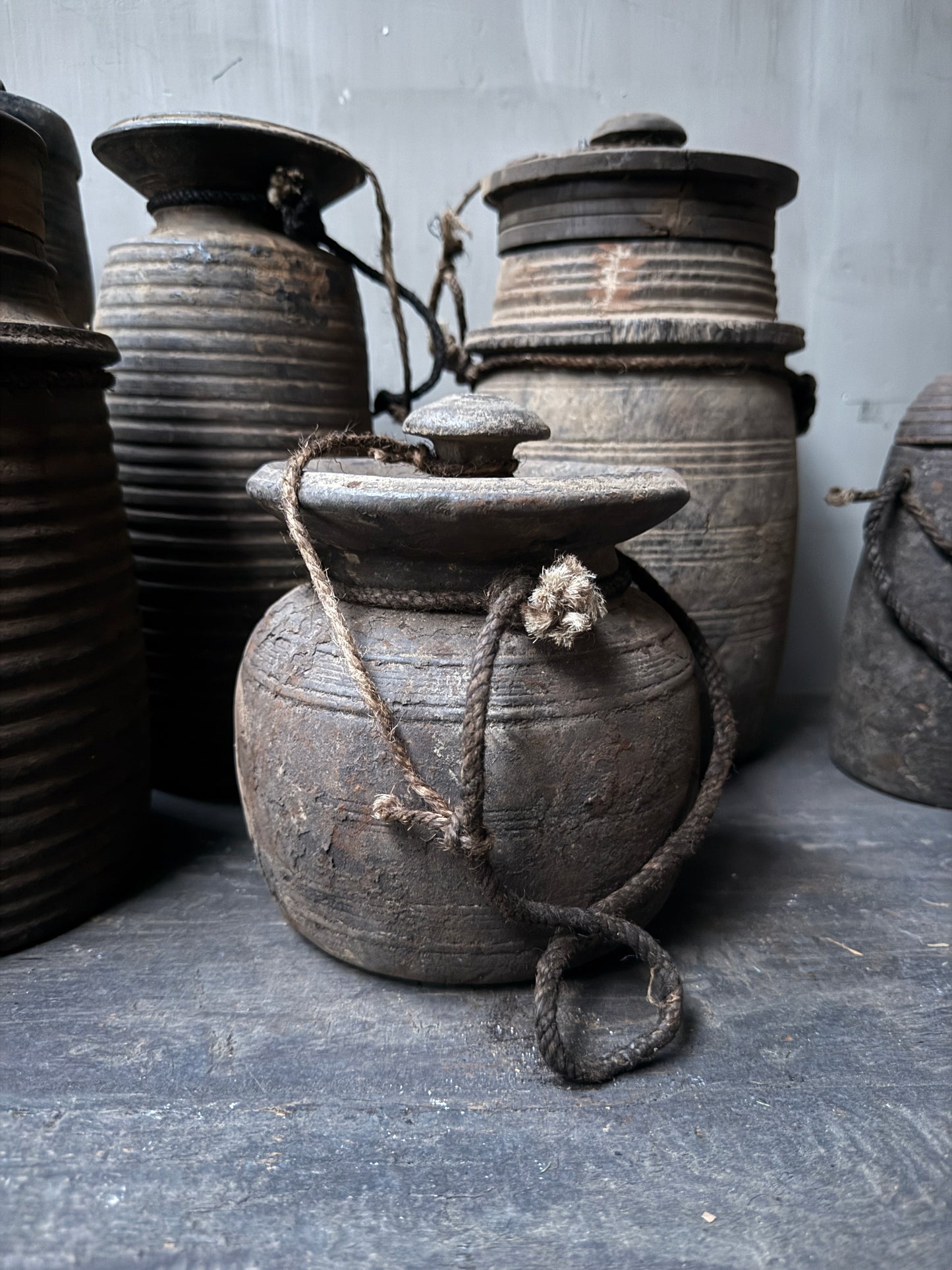 Houten kruikje met deksel