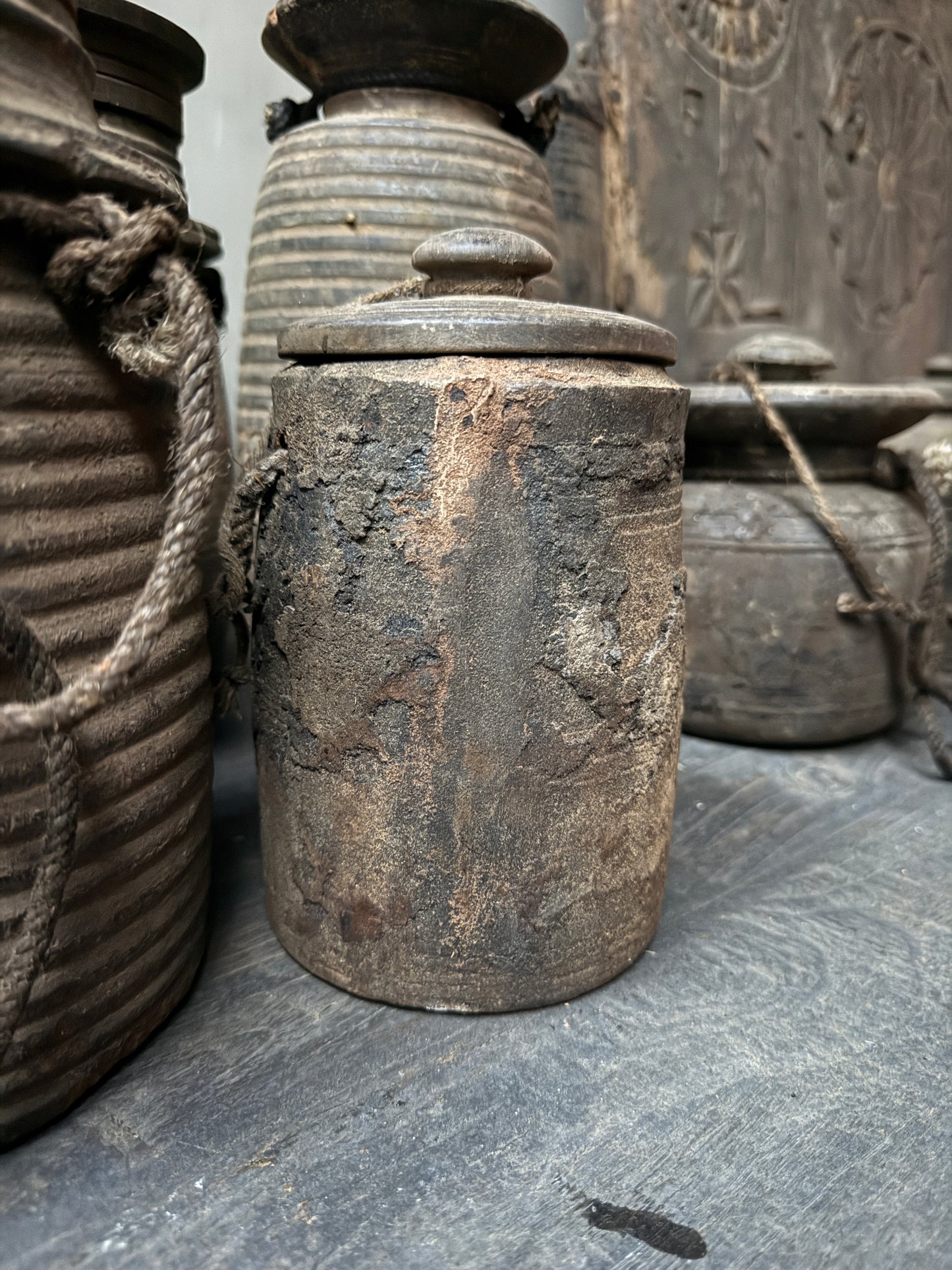 Houten kruikje met deksel