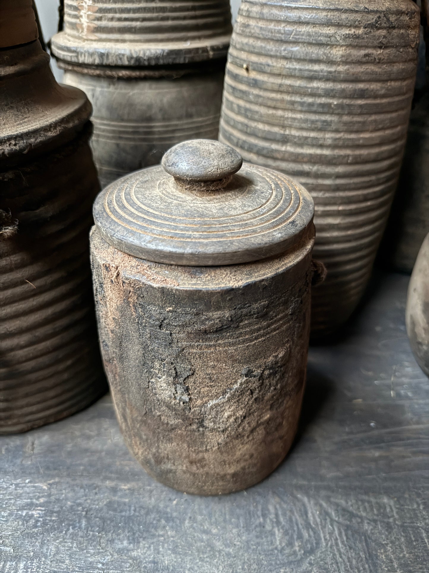 Houten kruikje met deksel