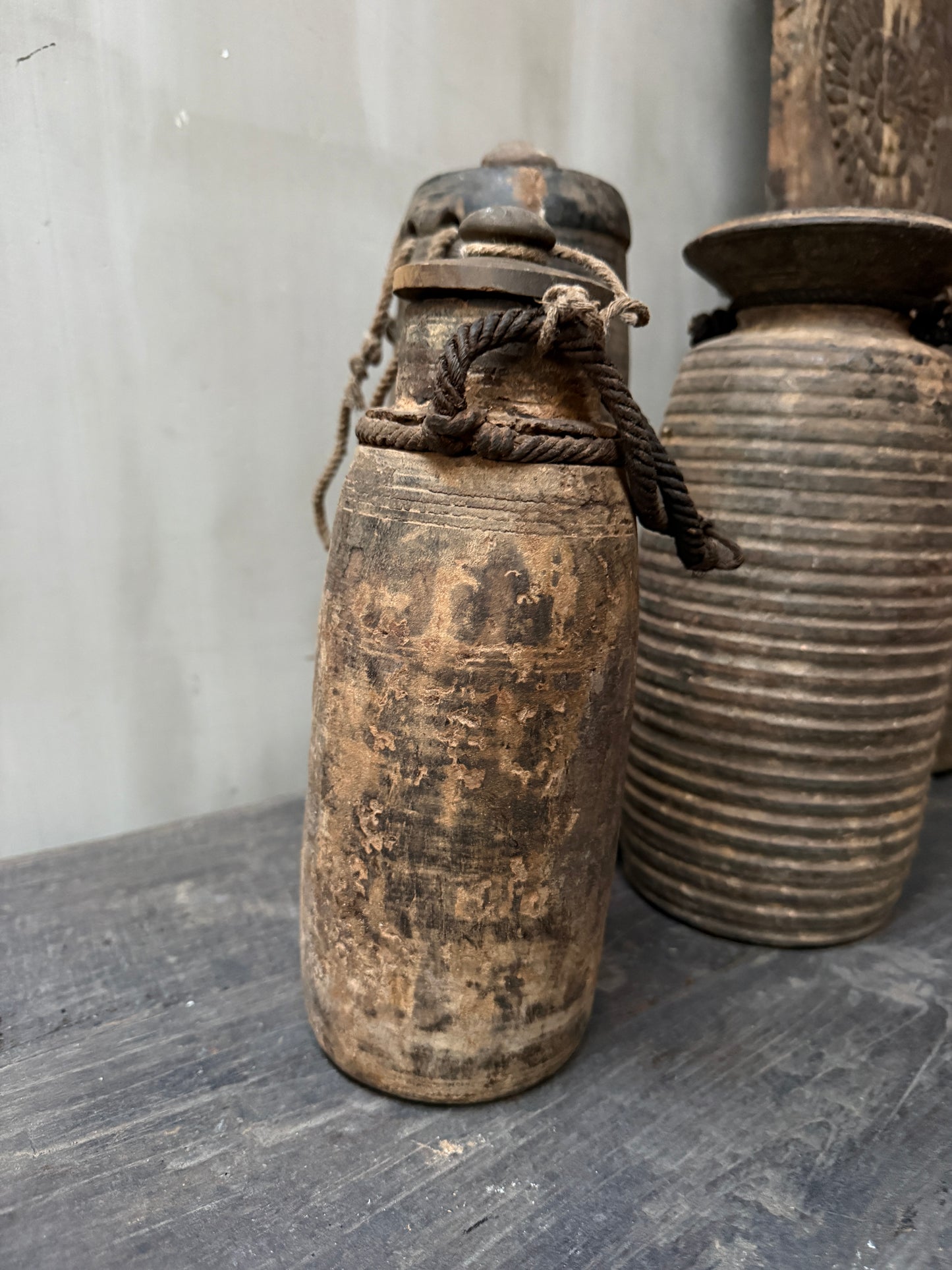 Houten kruikje met deksel