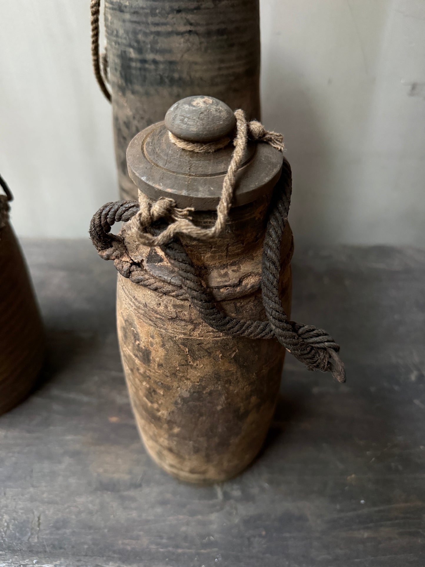 Houten kruikje met deksel