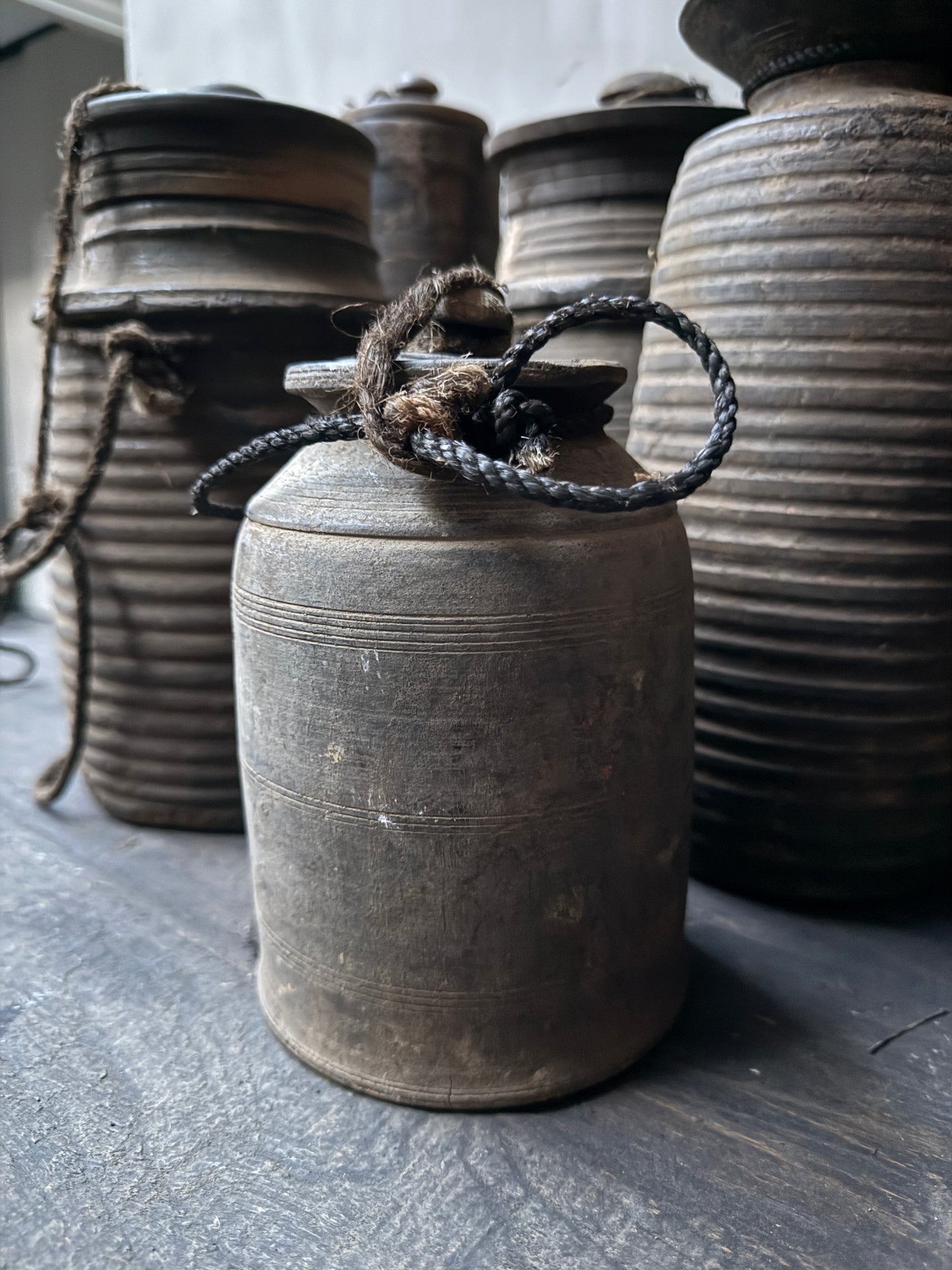 Houten kruikje met deksel