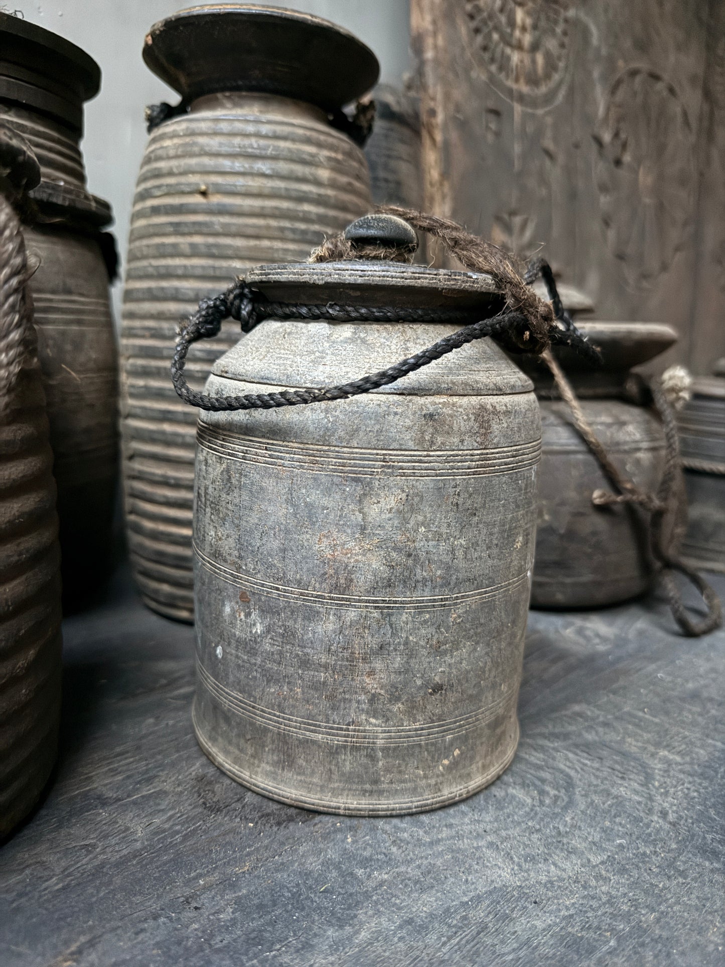 Houten kruikje met deksel