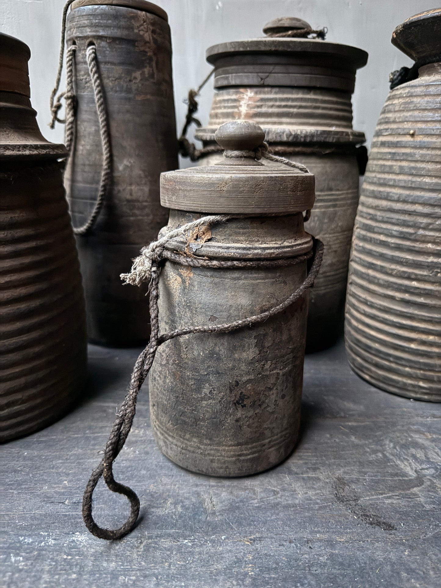 Houten kruikje met deksel