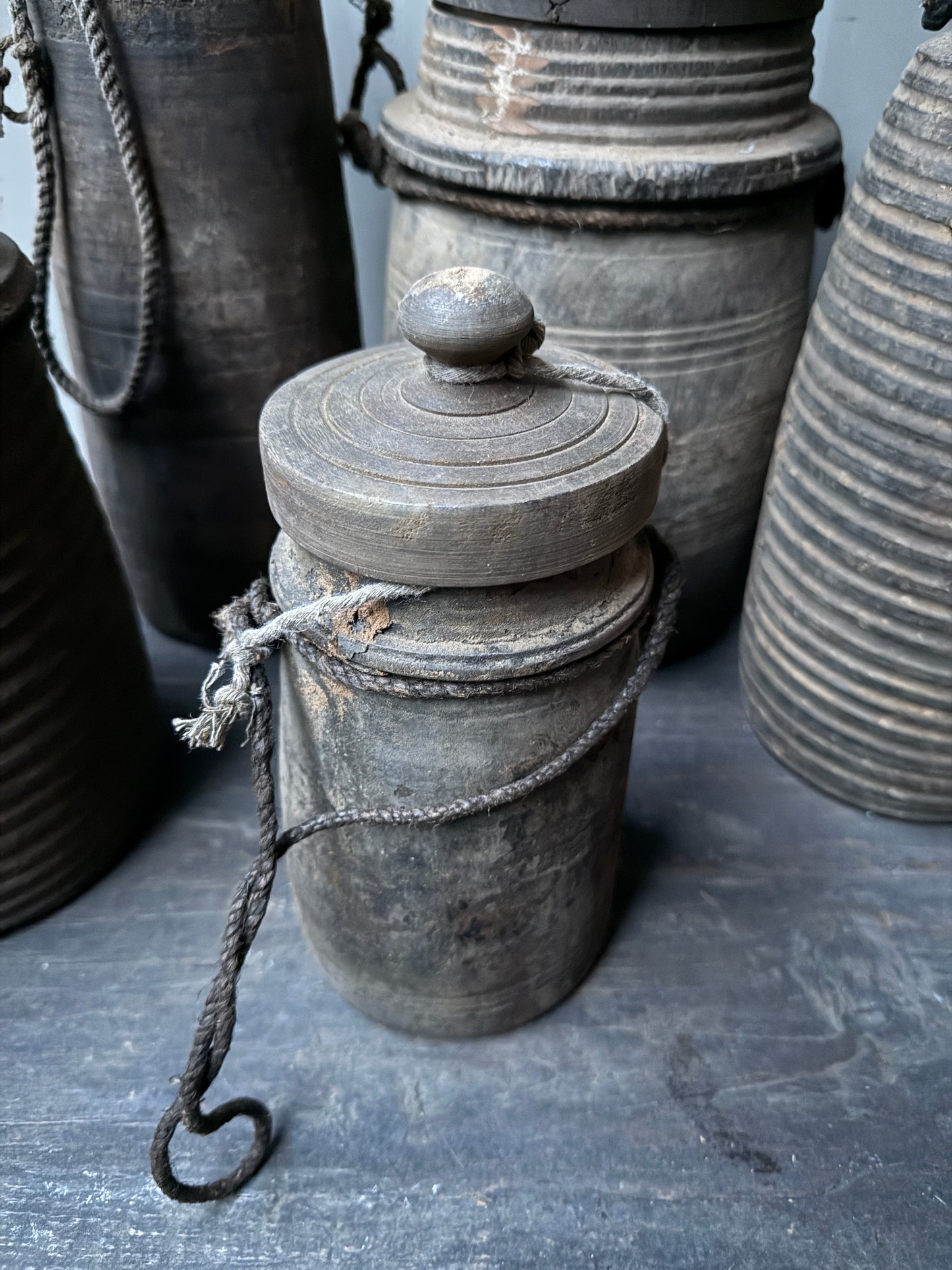 Houten kruikje met deksel