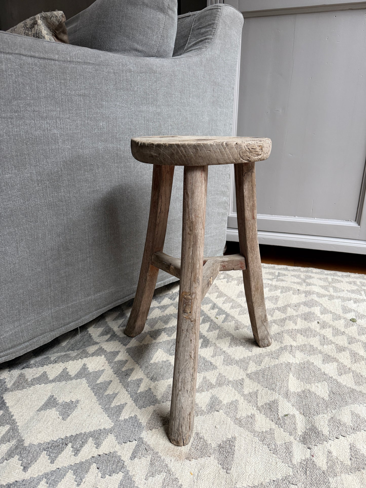 Old wooden round Chinese stool
