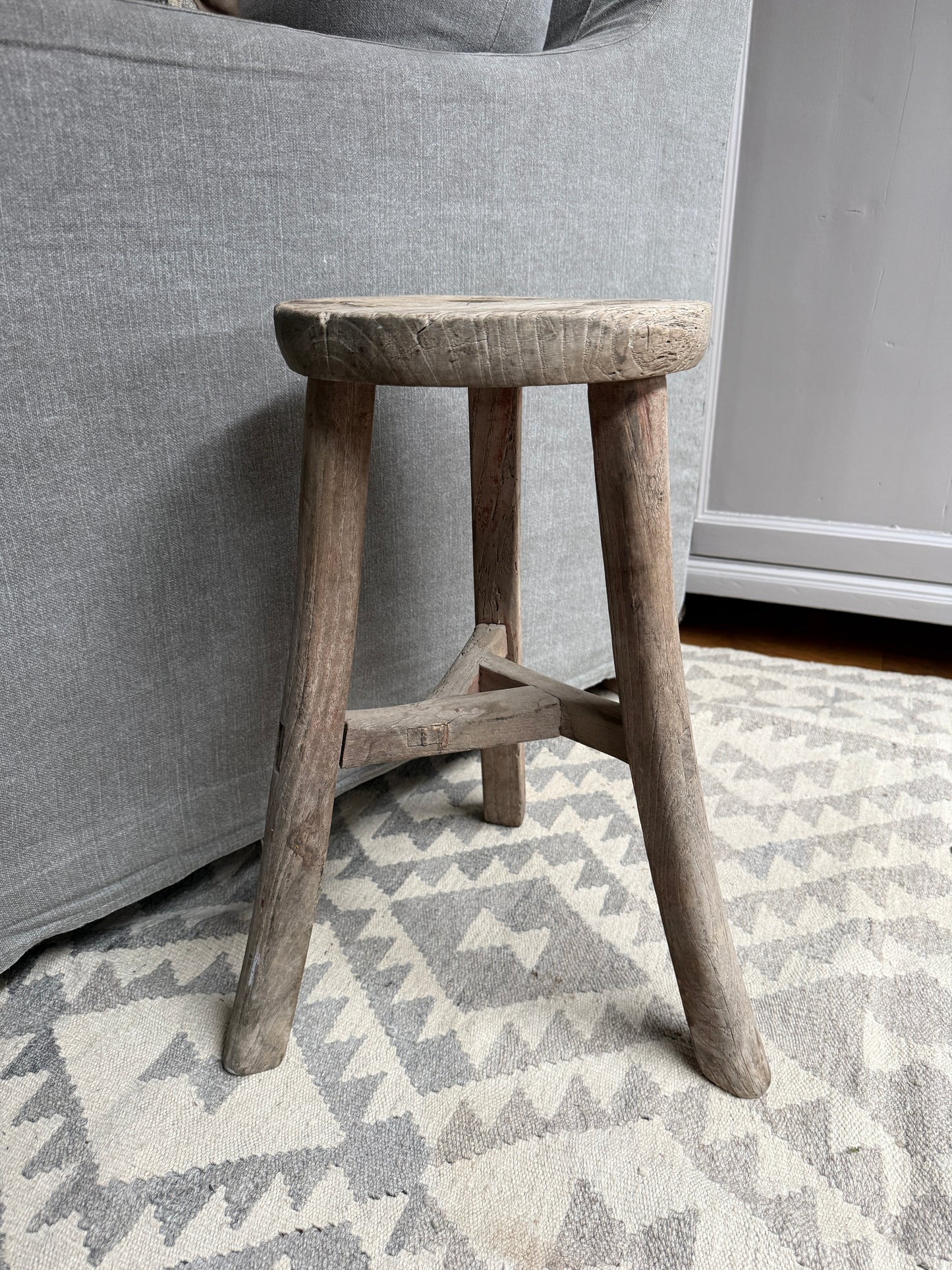 Old wooden round Chinese stool