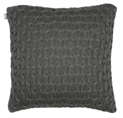 Antraciet kussen met gebreid patroon, landelijke woonaccessoire van My Sober Home