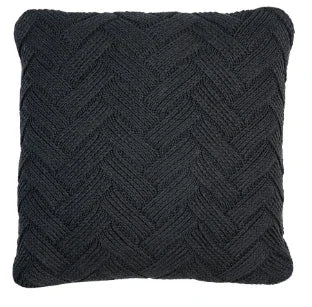 Donkergrijs gebreid sierkussen Valancia, handgemaakt voor landelijk sober interieur My Sober Home