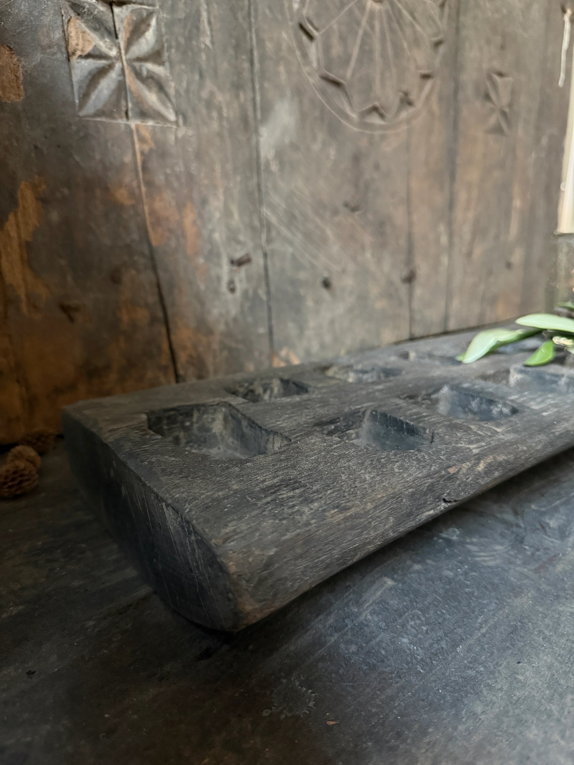 Authentieke, handgemaakte houten mal uit India voor landelijk sober interieur