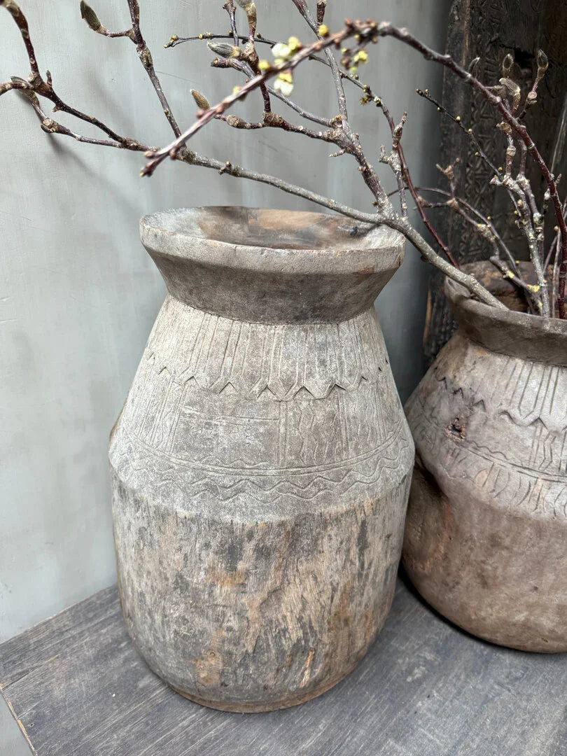 Nepalese kruik XL houtsnijwerk - My Sober Home