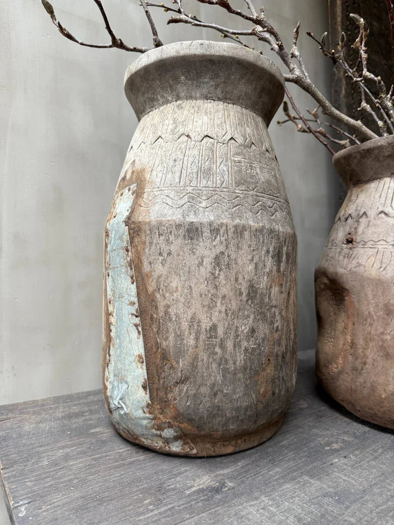 Nepalese kruik XL houtsnijwerk - My Sober Home