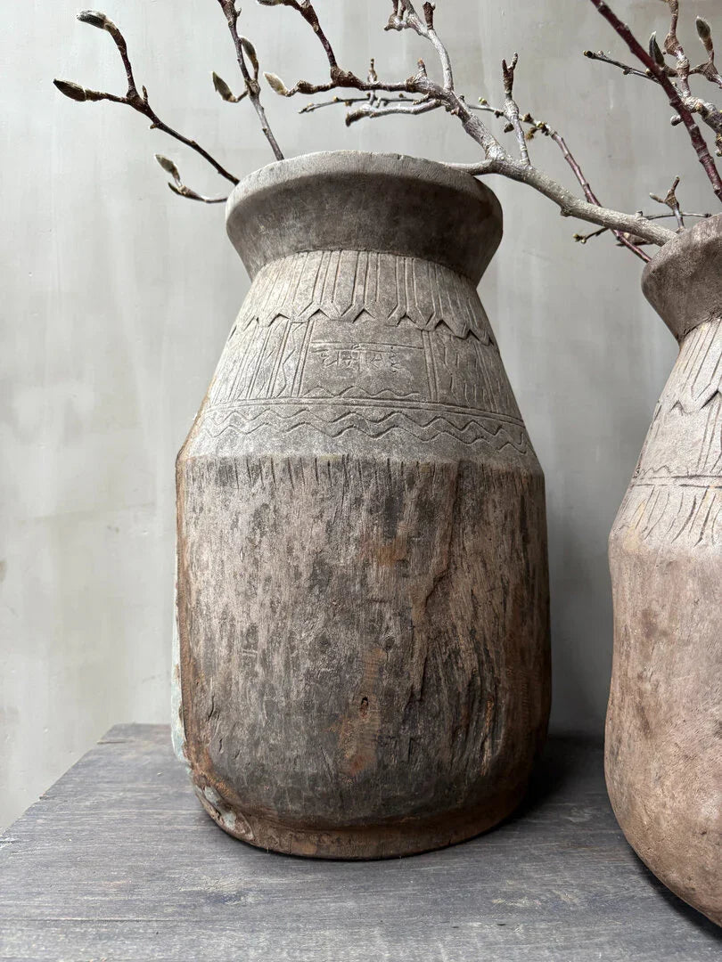 Nepalese kruik XL houtsnijwerk - My Sober Home
