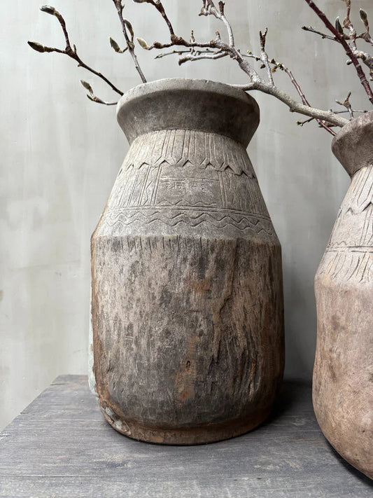 Nepalese kruik XL houtsnijwerk - My Sober Home